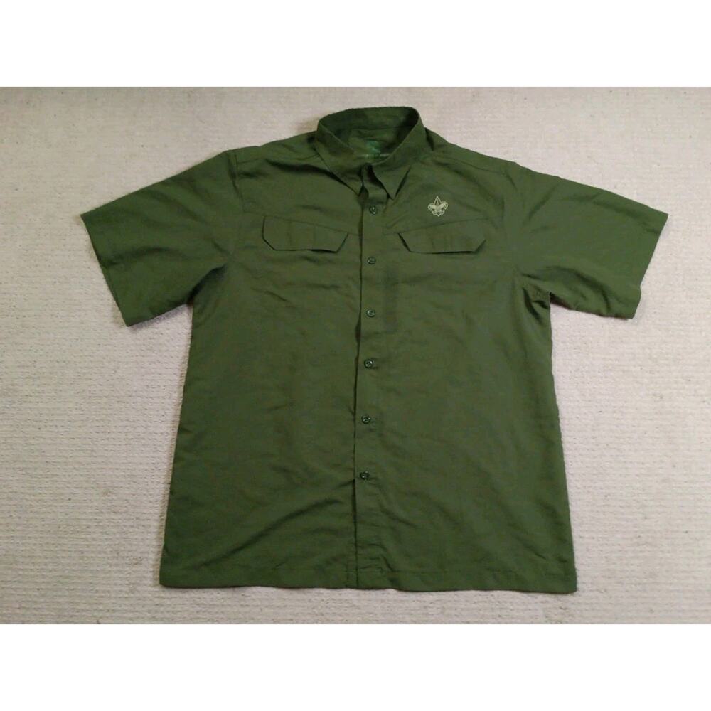 Boy Scouts Of America Button Up Shirt Mens Large Green Vented